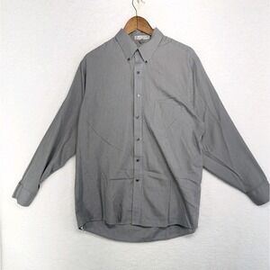 Geoffrey Beene Mens Button Up Shirt 16.5 34/35 Blue Wrinkle‎ Free Pinstripe L